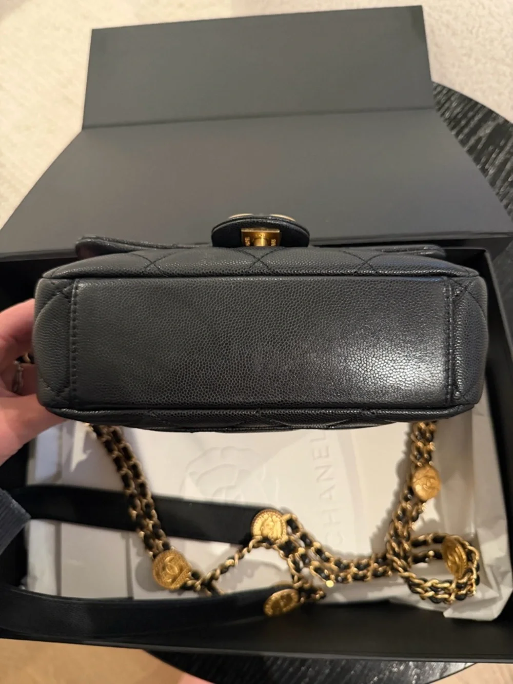 CHANEL Black Quilted Mini Flap Crossbody with Gold Hardware - Picture 4 of 7